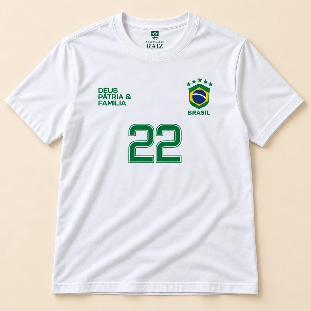 Camiseta Brasil 22 — Deus, Pátria & Família